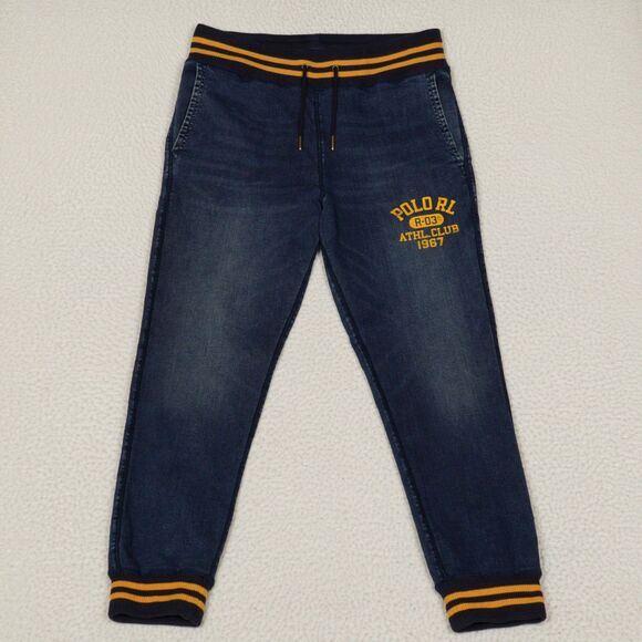 Polo Ralph Lauren Graphic Denim Joggers Mens Medium Blue 28" Inseam Stretch Pant - Picture 1 of 14